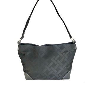 Talbots Black Nylon Monogram  Leather Accents Hobo Shoulder Bag Handle Bag